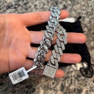 Invicta Elements
Men's Ultra Iced Out Cuban
Chain Silver Bracelet, NWT